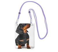 LfearTesa Small Crossbody Purse Cell Phone Wallet Purses Should Bag Crossbody Bag,Cute Dachshund Puppy Sits,Purple