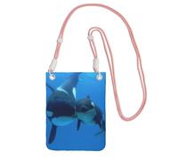 LfearTesa Small Crossbody Purse Cell Phone Wallet Purses Should Bag Crossbody Bag,Cute Shark Pattern, Killer Whale Pattern,Pink