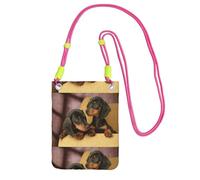 LfearTesa Small Crossbody Purse Cell Phone Wallet Purses Should Bag Crossbody Bag,Dachshund Puppies Pets Dogs Small Dachshund,Fuchusia