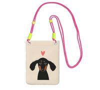 LfearTesa Small Crossbody Purse Cell Phone Wallet Purses Should Bag Crossbody Bag,Dachshund Puppy Love,Fuchusia