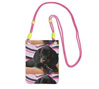 LfearTesa Small Crossbody Purse Cell Phone Wallet Purses Should Bag Crossbody Bag,Dachshund Puppy Pet Canine,Fuchusia