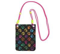LfearTesa Small Crossbody Purse Cell Phone Wallet Purses Should Bag Crossbody Bag,Doodle Paw Print Cat Dog Black,Fuchusia