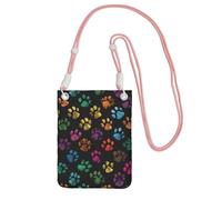 LfearTesa Small Crossbody Purse Cell Phone Wallet Purses Should Bag Crossbody Bag,Doodle Paw Print Cat Dog Black,Pink