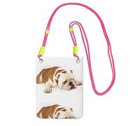 LfearTesa Small Crossbody Purse Cell Phone Wallet Purses Should Bag Crossbody Bag,English Bulldog Photography Of Sad And Tired Bulldog With Brown Cream,Fuchusia