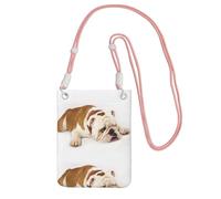 LfearTesa Small Crossbody Purse Cell Phone Wallet Purses Should Bag Crossbody Bag,English Bulldog Photography Of Sad And Tired Bulldog With Brown Cream,Pink