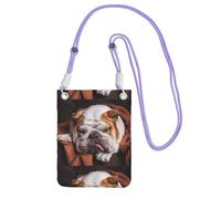 LfearTesa Small Crossbody Purse Cell Phone Wallet Purses Should Bag Crossbody Bag,English Bulldogs Muzzle Pets Sleeping Dogs,Purple
