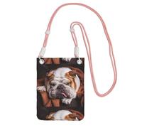 LfearTesa Small Crossbody Purse Cell Phone Wallet Purses Should Bag Crossbody Bag,English Bulldogs Muzzle Pets Sleeping Dogs,Pink