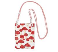 LfearTesa Small Crossbody Purse Cell Phone Wallet Purses Should Bag Crossbody Bag,Fly Agaric Red Mushrooms Pattern,Pink