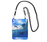 LfearTesa Small Crossbody Purse Cell Phone Wallet Purses Should Bag Crossbody Bag,Four Dolphins In The Sea Of Whales,Black