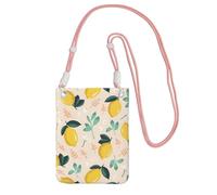 LfearTesa Small Crossbody Purse Cell Phone Wallet Purses Should Bag Crossbody Bag,Fresh Yellow Lemons Summer Fruits,Pink