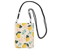 LfearTesa Small Crossbody Purse Cell Phone Wallet Purses Should Bag Crossbody Bag,Fresh Yellow Lemons Summer Fruits,Black