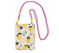 LfearTesa Small Crossbody Purse Cell Phone Wallet Purses Should Bag Crossbody Bag,Fresh Yellow Lemons Summer Fruits,Fuchusia
