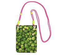 LfearTesa Small Crossbody Purse Cell Phone Wallet Purses Should Bag Crossbody Bag,Green Brussel Sprout Print,Fuchusia