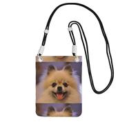 LfearTesa Small Crossbody Purse Cell Phone Wallet Purses Should Bag Crossbody Bag,Happy Short-Haired Pomeranian Printed,Black