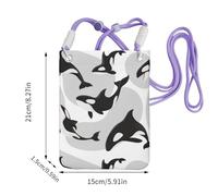 LfearTesa Small Crossbody Purse Cell Phone Wallet Purses Should Bag Crossbody Bag,Killer Whale Pattern Fish Pattern,Purple