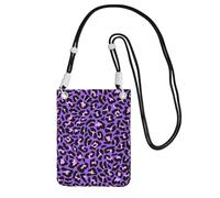 LfearTesa Small Crossbody Purse Cell Phone Wallet Purses Should Bag Crossbody Bag,Neon Purple Pink Leopard Animals Print,Black