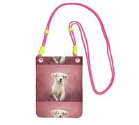 LfearTesa Small Crossbody Purse Cell Phone Wallet Purses Should Bag Crossbody Bag,Obedient White Dog,Fuchusia
