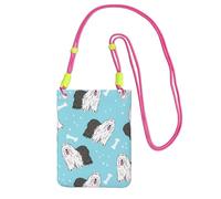 LfearTesa Small Crossbody Purse Cell Phone Wallet Purses Should Bag Crossbody Bag,Old English Sheepdog Pattern,Fuchusia