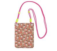 LfearTesa Small Crossbody Purse Cell Phone Wallet Purses Should Bag Crossbody Bag,Papillons Floral Peach Cute Pet Dogs Best Papillon Toy Spaniel Dog,Fuchusia