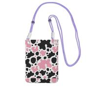 LfearTesa Small Crossbody Purse Cell Phone Wallet Purses Should Bag Crossbody Bag,Pink Black White Cow Print,Purple