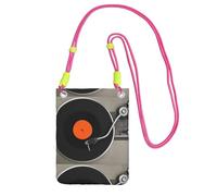 LfearTesa Small Crossbody Purse Cell Phone Wallet Purses Should Bag Crossbody Bag,Retro Vintage Vinyl Record,Fuchusia