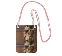 LfearTesa Small Crossbody Purse Cell Phone Wallet Purses Should Bag Crossbody Bag,Rough Collie Lassie Dogs Big Fluffy Dogs Pets,Pink