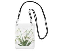 LfearTesa Small Crossbody Purse Cell Phone Wallet Purses Should Bag Crossbody Bag,Snowdrop Flower Botanical Watercolor,Black