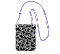 LfearTesa Small Crossbody Purse Cell Phone Wallet Purses Should Bag Crossbody Bag,Sparkling Sequins Leopard Print,Purple
