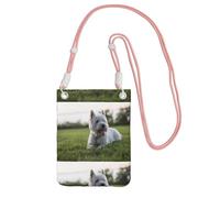 LfearTesa Small Crossbody Purse Cell Phone Wallet Purses Should Bag Crossbody Bag,Westie Lawn West Highland White Terrier Dogs,Pink