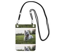 LfearTesa Small Crossbody Purse Cell Phone Wallet Purses Should Bag Crossbody Bag,Westie Lawn West Highland White Terrier Dogs,Black