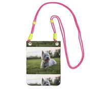 LfearTesa Small Crossbody Purse Cell Phone Wallet Purses Should Bag Crossbody Bag,Westie Lawn West Highland White Terrier Dogs,Fuchusia
