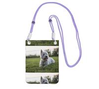 LfearTesa Small Crossbody Purse Cell Phone Wallet Purses Should Bag Crossbody Bag,Westie Lawn West Highland White Terrier Dogs,Purple
