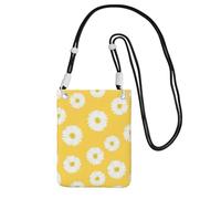 LfearTesa Small Crossbody Purse Cell Phone Wallet Purses Should Bag Crossbody Bag,White Aster Daisy Yellow,Black