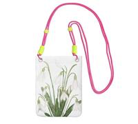 LfearTesa Small Crossbody Purse Cell Phone Wallet Purses Should Bag Crossbody Bag,White Snowdrop Flower Botanical Watercolor Painting,Fuchusia