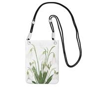 LfearTesa Small Crossbody Purse Cell Phone Wallet Purses Should Bag Crossbody Bag,White Snowdrop Flower Botanical Watercolor Painting,Black