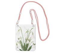 LfearTesa Small Crossbody Purse Cell Phone Wallet Purses Should Bag Crossbody Bag,White Snowdrop Flower Botanical Watercolor Painting,Pink