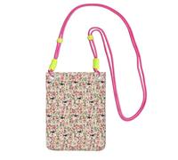 LfearTesa Small Crossbody Purse Cell Phone Wallet Purses Should Bag Crossbody Bag,Wire Fox Terrier Dogs Easter Flower Floral,Fuchusia