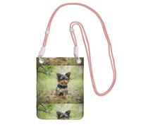 LfearTesa Small Crossbody Purse Cell Phone Wallet Purses Should Bag Crossbody Bag,Yorkshire Terrier Little Puppy Pets Dogs,Pink