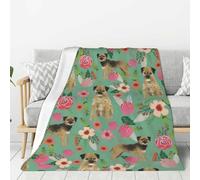 LfearTesa Throw Couch and Armchair, Bedspreads, Travel Blanket Throw Blankets for Sofas Bed, Border Terrier Florals Dog Breed,60"x50"