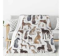 LfearTesa Throw Couch and Armchair, Bedspreads, Travel Blanket Throw Blankets for Sofas Bed, Greyhound Whippet And Dog,80"x60"