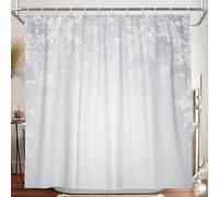 LFEEY Winter Snow Shower Curtain, Merry Christmas Sparkle Snowflake Scenery Bathroom Curtain, Xmas Theme Bathroom Decor, Polyester Fabric Waterproof with Hooks 72x72 Inch