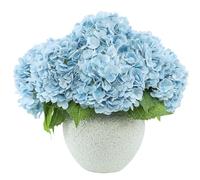 LFF 3Pcs Blue Artificial Hydrangea, 8.66" Large Real-Touch Latex Flowers | with 22" Long Stems, Faux Hydrangea for Outdoor Planter Indoor Home Table Centerpieces Wedding Decor Bouquets