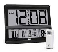 LFF Atomic Clock Large Display, Digital Wall Clock with Indoor Outdoor Temperature and Date, Wireless Outdoor Sensor, Digital Desk Alarm Clock Battery Operated for Bedroom, Easy to Read
