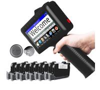 LFfwynog 4.3in Portable Handheld Printer, Handheld Inkjet Printer Gun Freely Edit Content use for Qr-Code Barcode Upc Production Date Logo Batch Number On Any Porous Surfaces,Machine+10inkcartridges