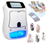 LFfwynog DIY Multifunctional Nail Machine Automatic 3D Nail Printer Completed in 20 seconds with Touch Screen Display for Home Use and Nail Studios White