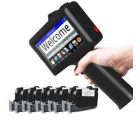 LFfwynog Handheld Inkjet Portable Printer, 4.3in Mobile Inkjet Coder Freely Edit Content for Text/Qr Code/Barcode/Logo/Date/Batch Number/Variable Data Etc.,Machine+10inkcartridges