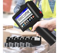 LFfwynog Handheld Inkjet Printer Gun, 4.3inportable Handheld Printer with Quick-Drying Ink Cartridge for Text/Qr Code/Barcode/Logo/Date/Batch Number/Variable Data Etc.,Machine+10inkcartridges