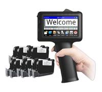 LFfwynog Portable Handheld Printer 4.3in, Handheld Inkjet Printer Gun Freely Edit Content use for Qr-Code Barcode Upc Production Date Logo Batch Number On Any Porous Surfaces,Machine+10inkcartridges