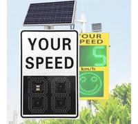LFfwynog Solar Powered Radar Speed Limit Sign Radar Feedback Aluminum Waterproof Speed Limit Radar Sign 2 Digital Rust for Highways,Speed-Limited Roads MainsPower-60 * 90