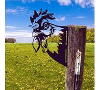 LFFY Peeping Animal Metal Art - Farm Peeping Cow Metal Art Garden Decor Outdoor Farm Backyard Patio Lawn Garden Fence Decoration (#9 chickens), about 30cm on the longest side